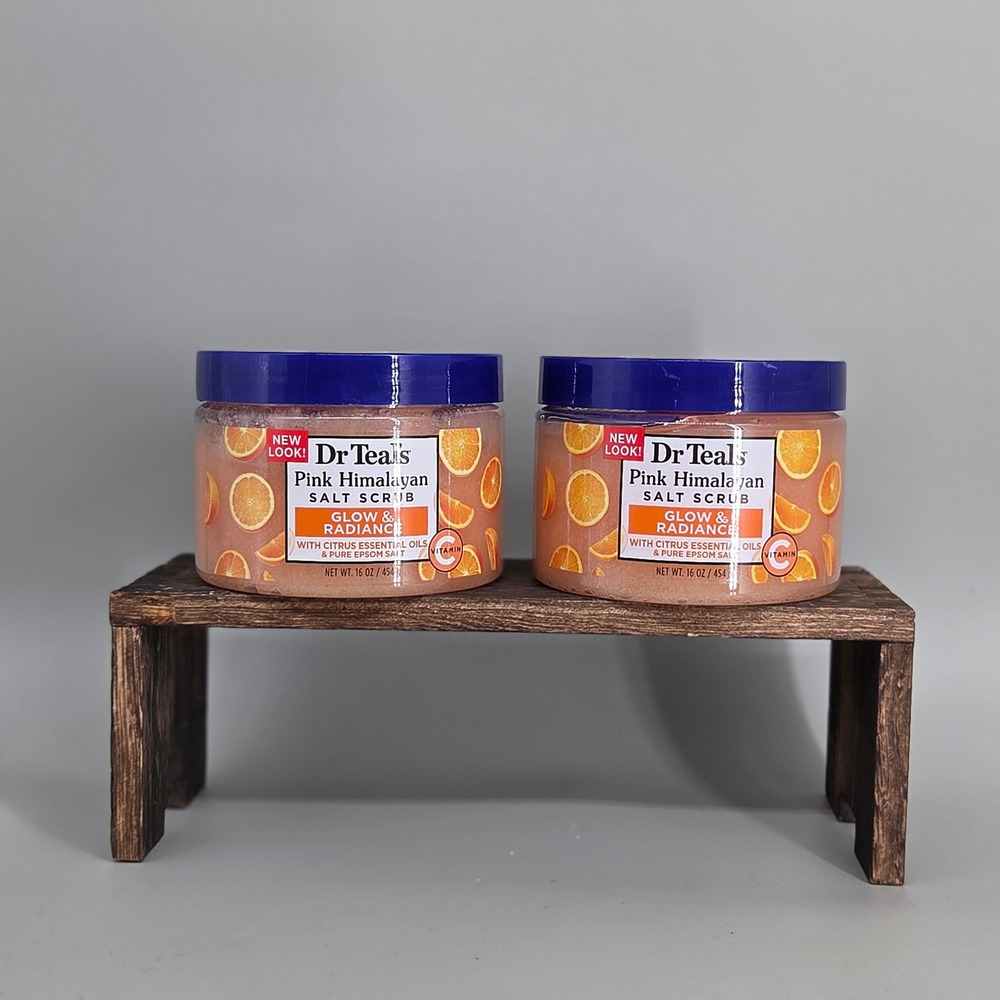 Dr Teals Pink Himalayan Salt Scrub 16oz 2pk Citrus Vitamin C Glow Radiance